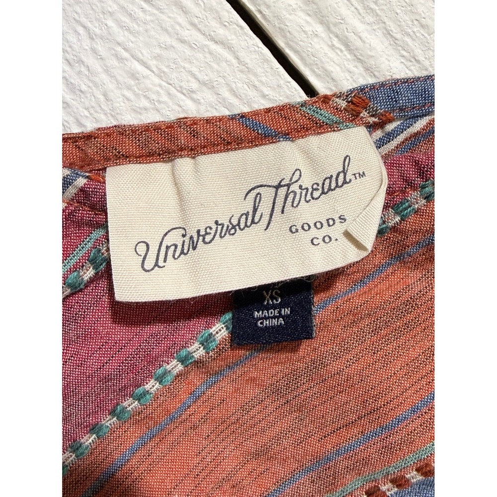 Universal Thread Mini Dress Womens XS Multi Color Striped V-Neck Good Condition - Picture 4 of 5